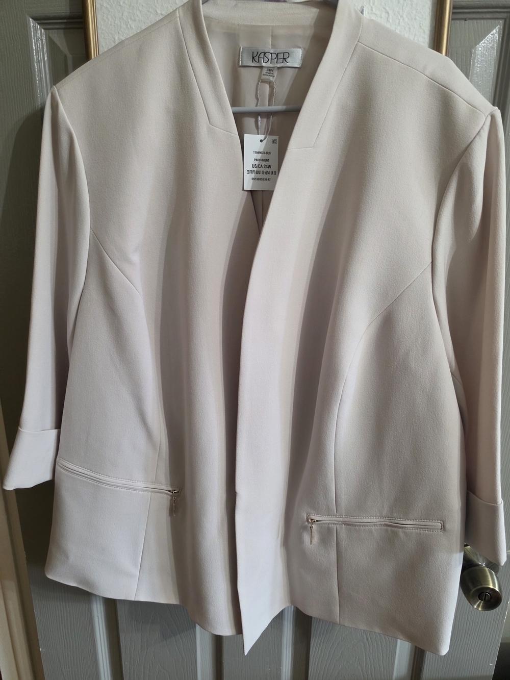 Kasper Soft Cream Open Front Blazer Jacket NWT